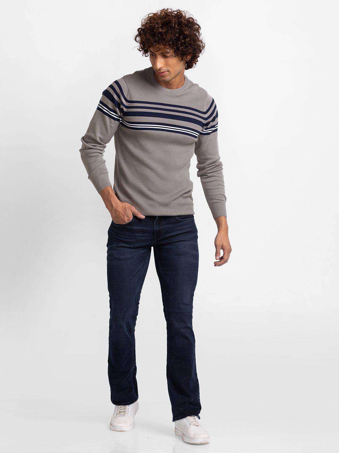 SPYKAR Pure Cotton Striped Pullover Sweaters