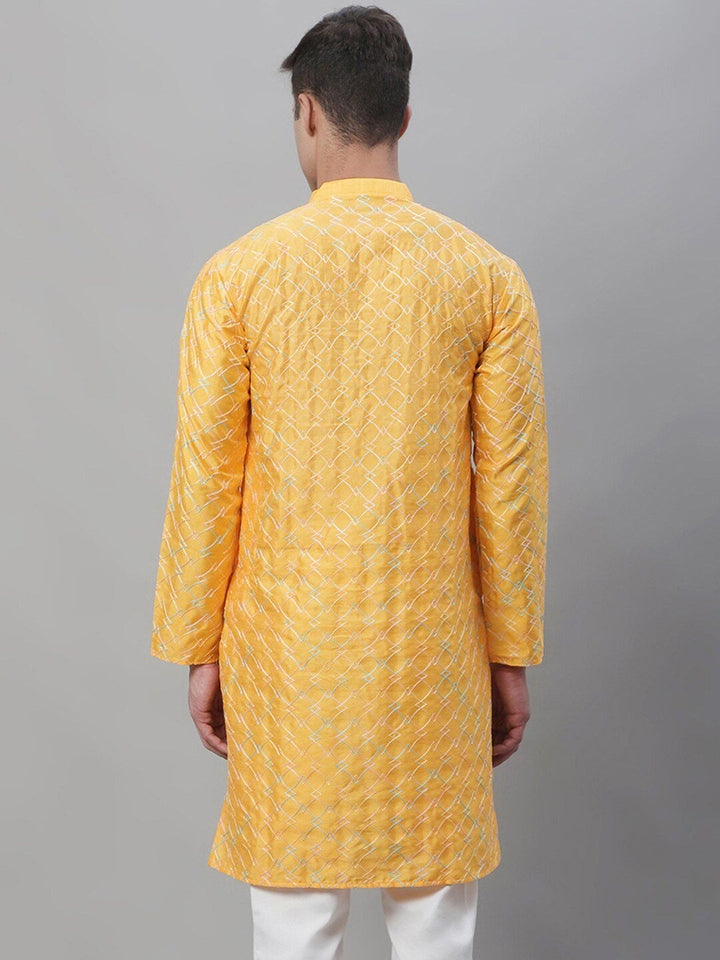 SOJANYA Geometric Embroidered Thread Work Silk Cotton Kurta