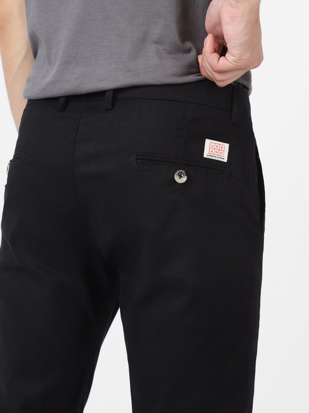 Urbano Fashion Men Black Slim Fit Solid Regular Trousers