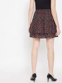 Berrylush Black Flared Mini Skirt