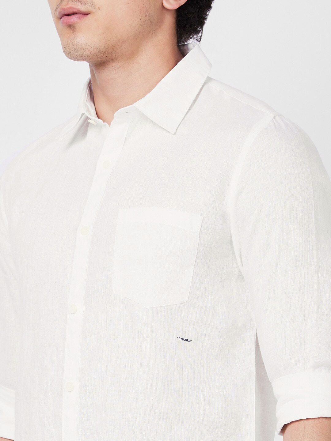 SPYKAR Spread Collar Linen Casual Shirt