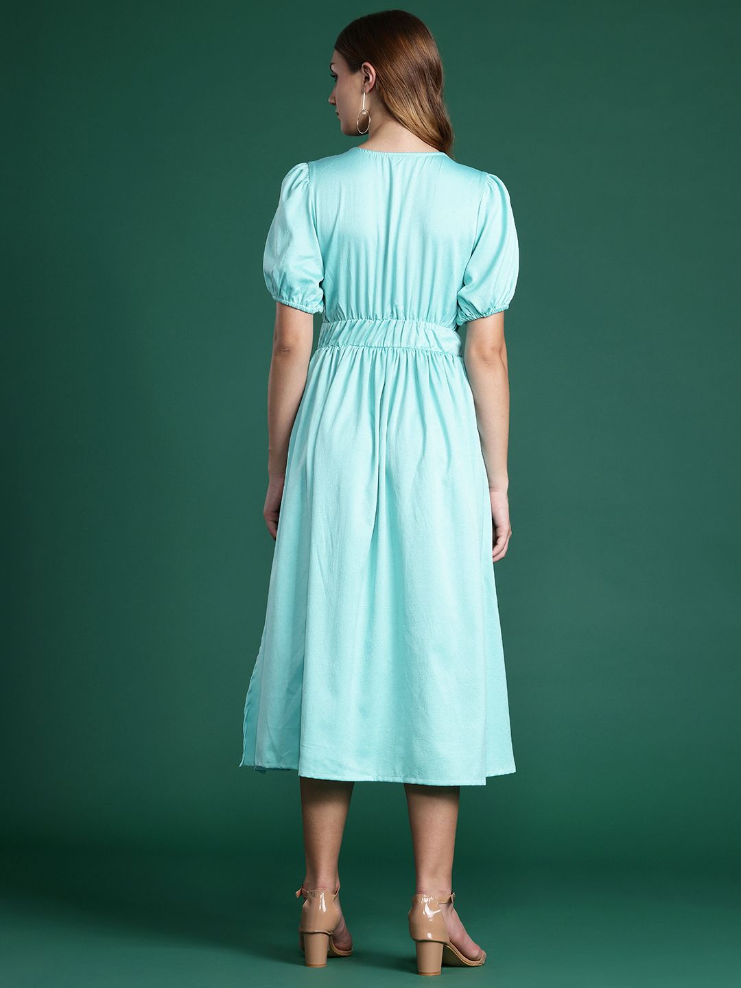 DressBerry Cinched Waist A-Line Midi Dress