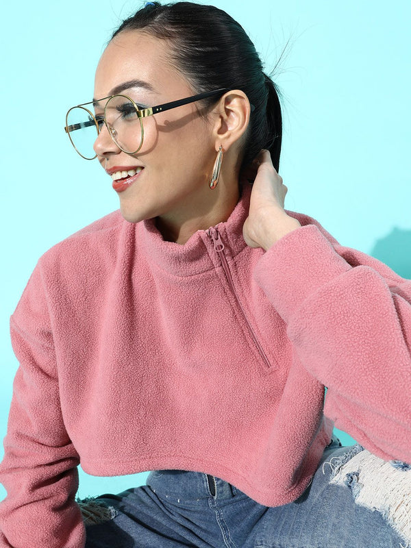 STREET 9 Women Pretty Pink Solid Cropped Top