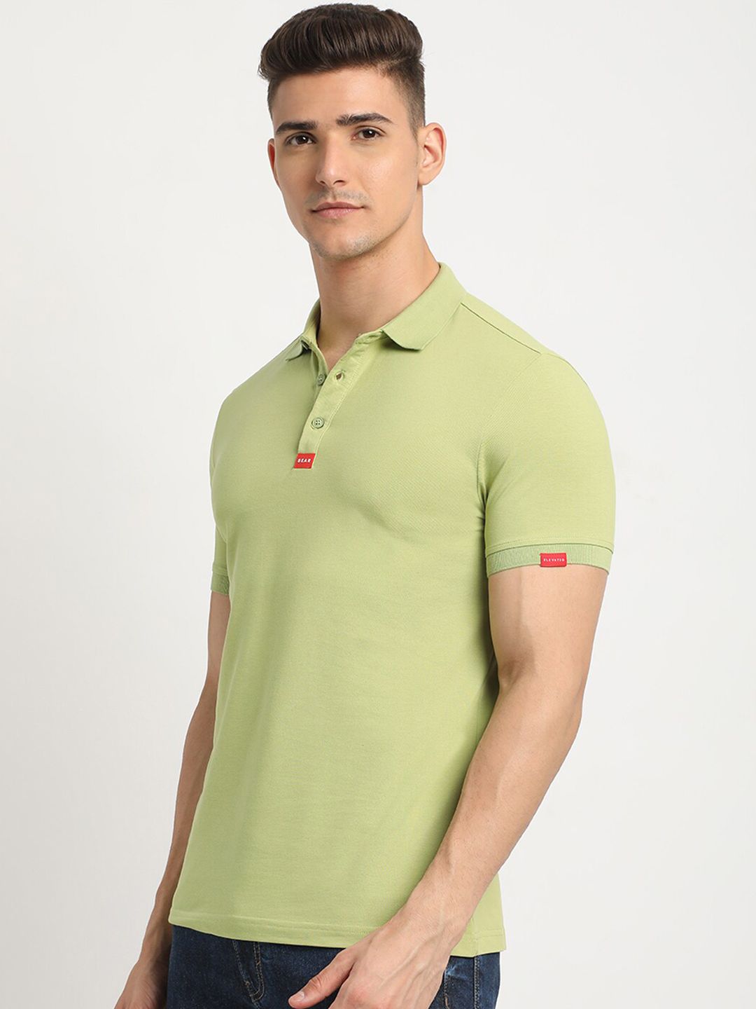 THE BEAR HOUSE Polo Collar Short Sleeves Slim Fit T-shirt