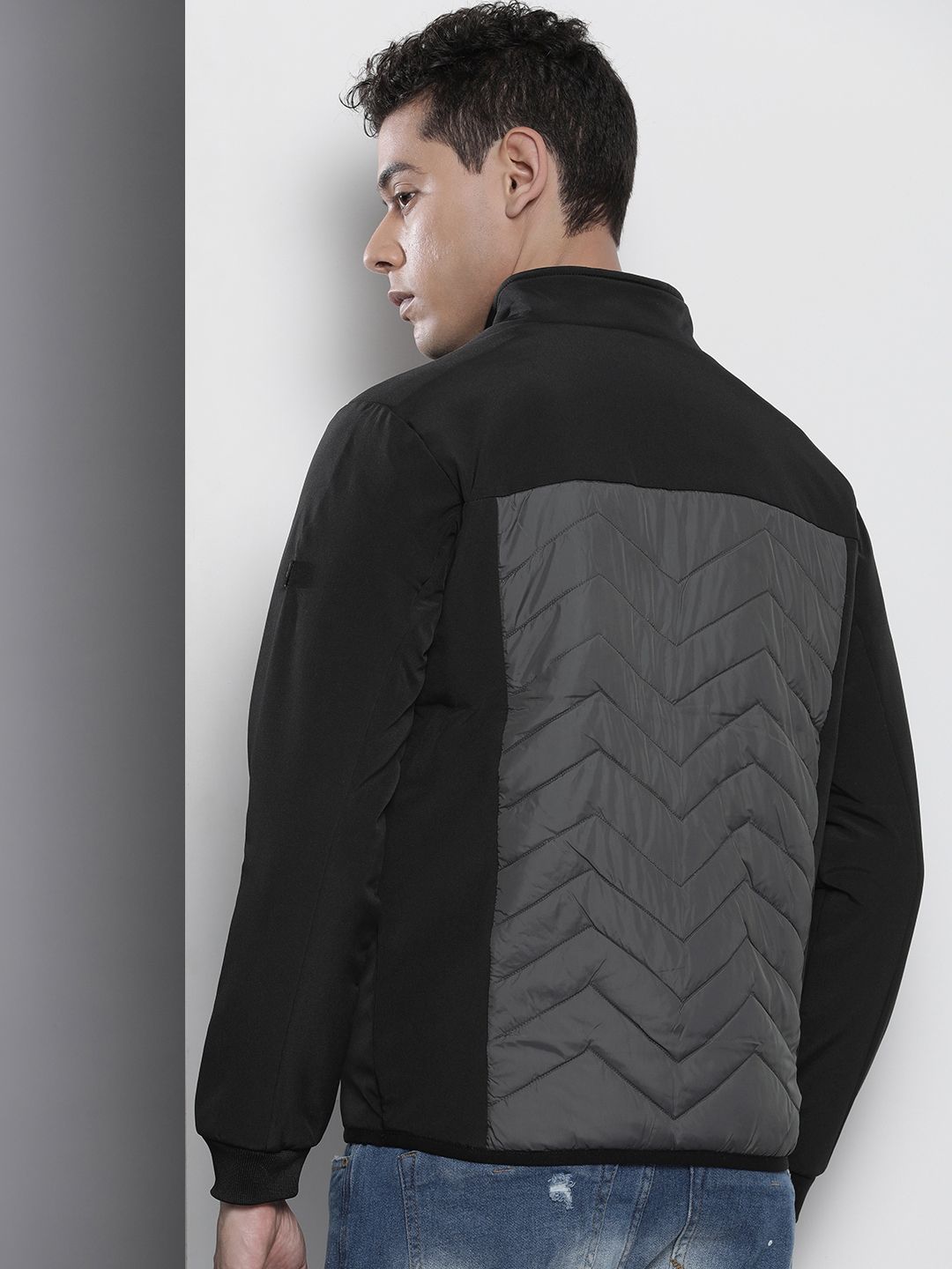 The Indian Garage Co Men Colourblock Zip-Front Bomber Jacket