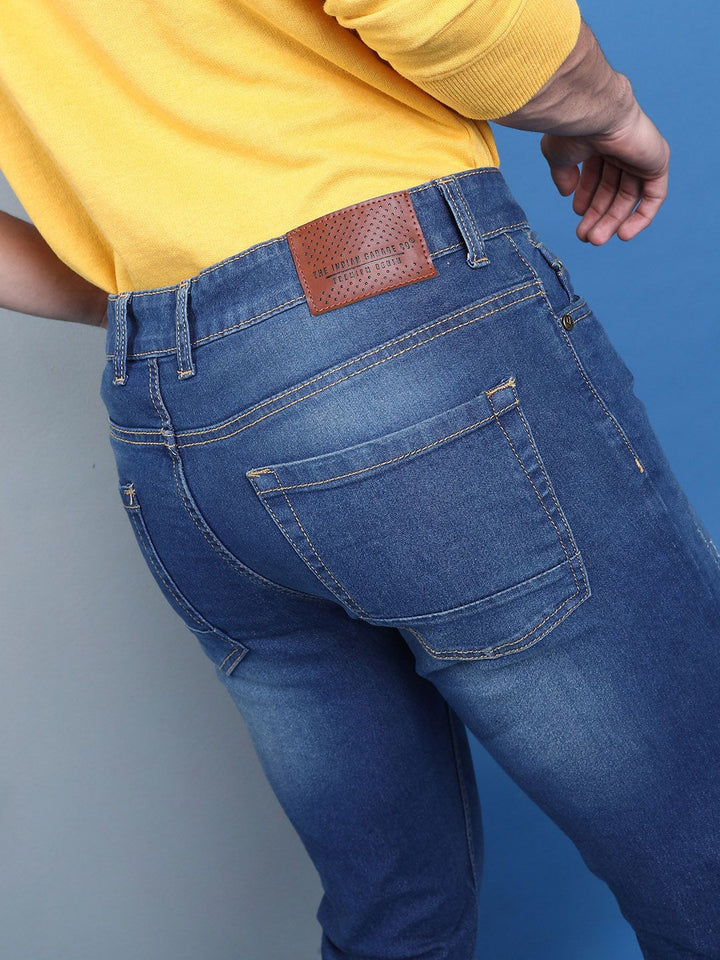 The Indian Garage Co Men Blue Slim Fit Low-Rise Low Distress Stretchable Jeans