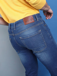The Indian Garage Co Men Blue Slim Fit Low-Rise Low Distress Stretchable Jeans