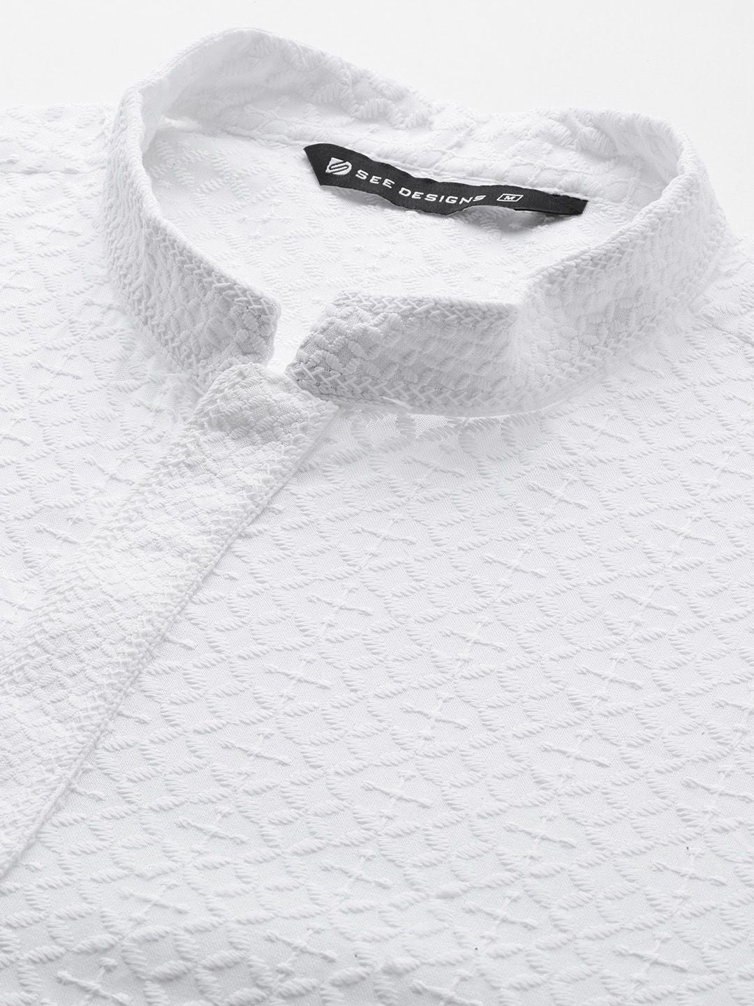 See Designs Men Embroidered Chikankari Kurta with Pyjamas