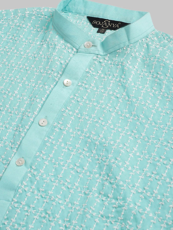 SOJANYA Embroidered Thread Work Pure Cotton Kurta with Churidar