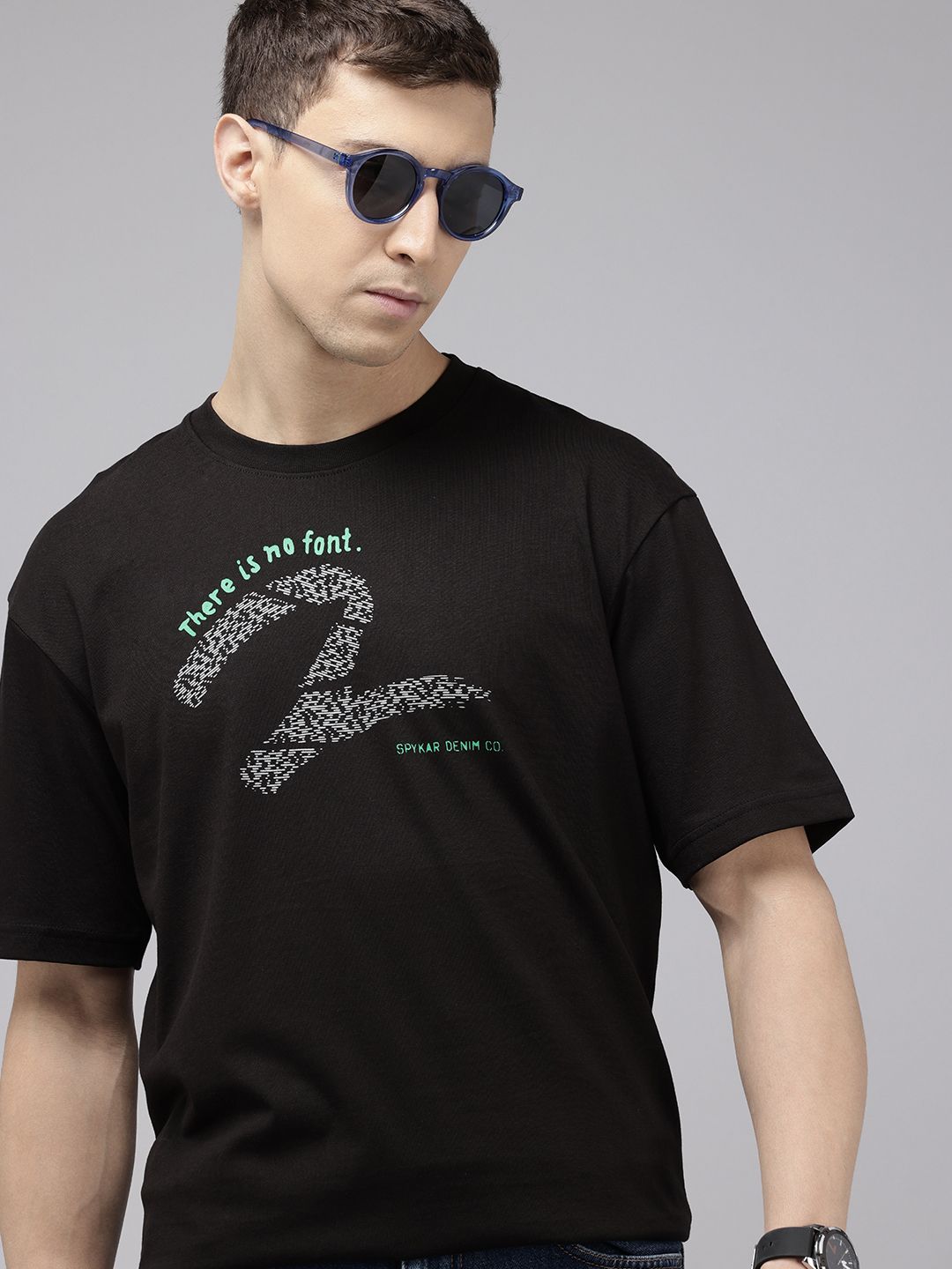 SPYKAR Oversized Fit Typography Printed T-shirt