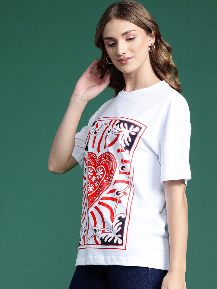 DressBerry Graphic Printed Drop-Shoulder Sleeves T-shirt