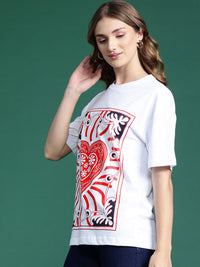 DressBerry Graphic Printed Drop-Shoulder Sleeves T-shirt