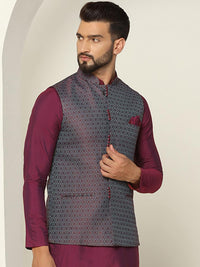 KISAH Men Woven Design Nehru Jackets