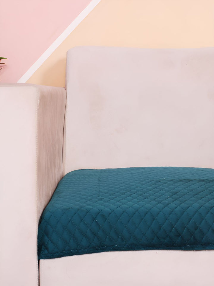 STITCHNEST Sea Green Self Design 3 Seater Sofa Cover