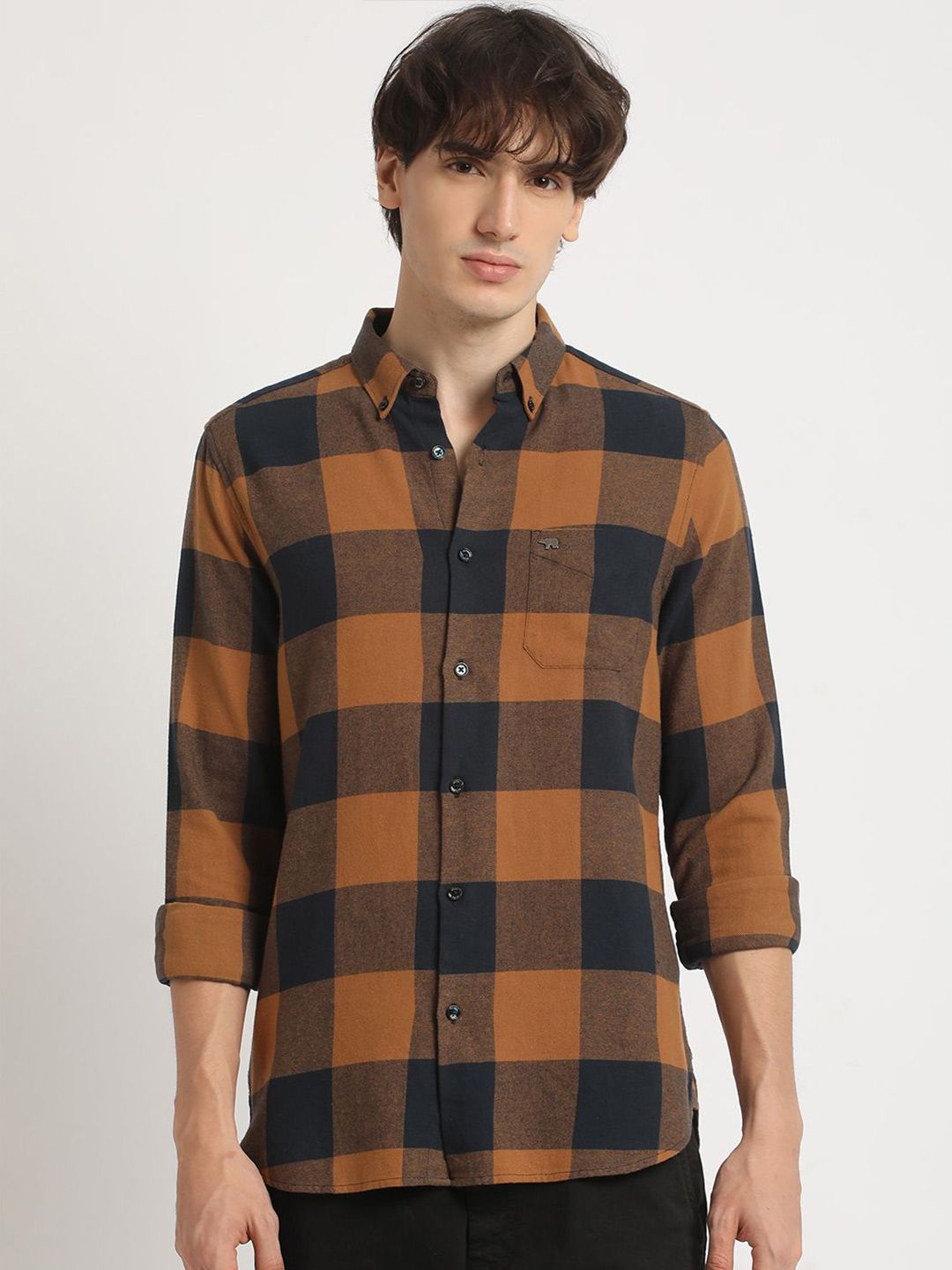 THE BEAR HOUSE Checked Slim Fit Pure Cotton Casual Shit