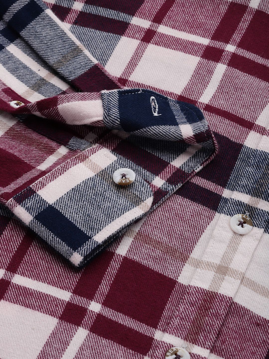 THE BEAR HOUSE Ardor Edition Men White Slim Fit Tartan Checked Pure Cotton Casual Shirt