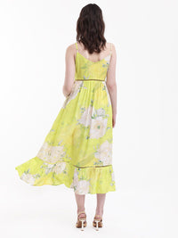 RAREISM Floral Printed Shoulder Straps Gathered Fit & Flare Midi Dress