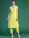 Indo Era Floral Printed Pure Cotton Kurta with Trousers