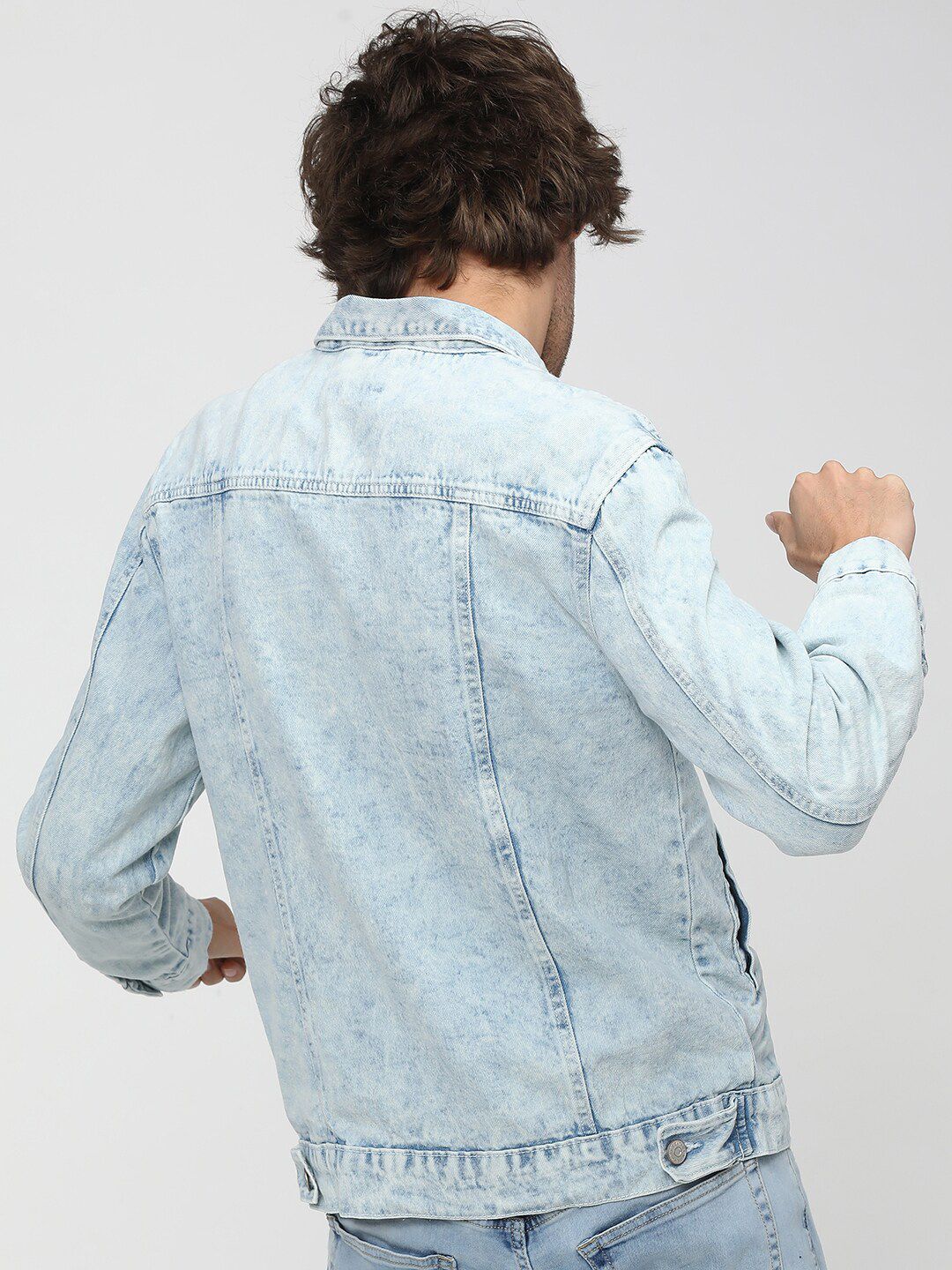 HIGHLANDER Men Blue Washed Colourblocked Denim Jacket