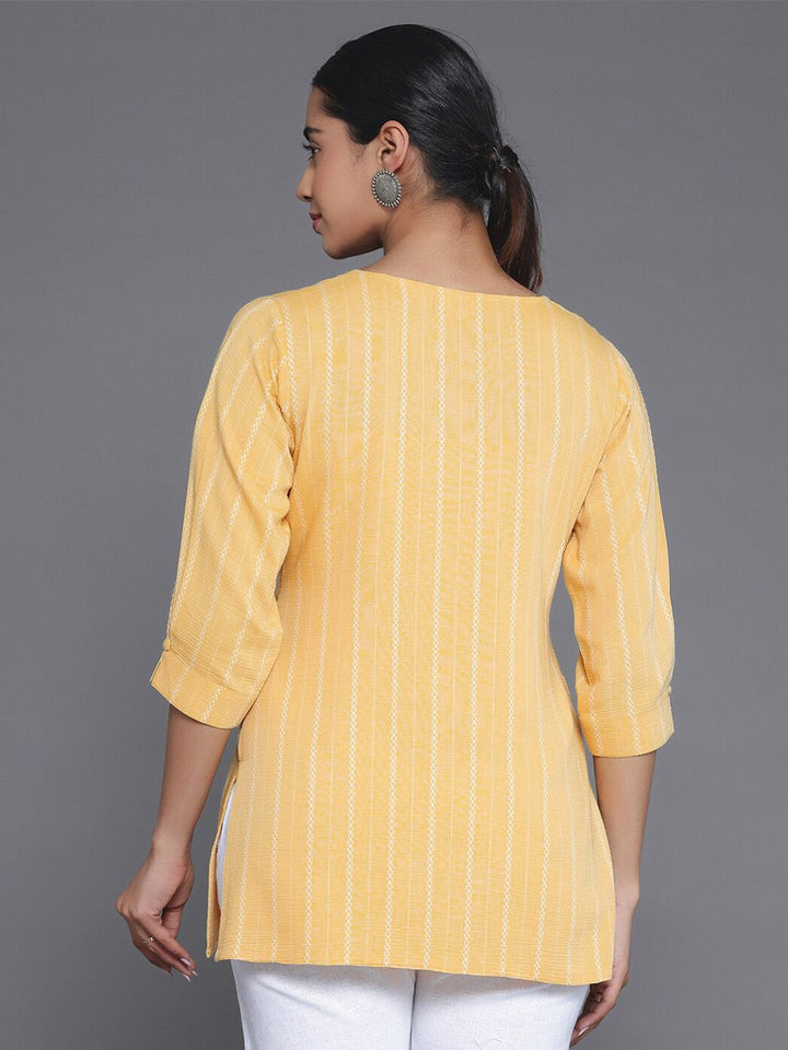 Libas Woven Design Roll-Up Sleeves Kurti