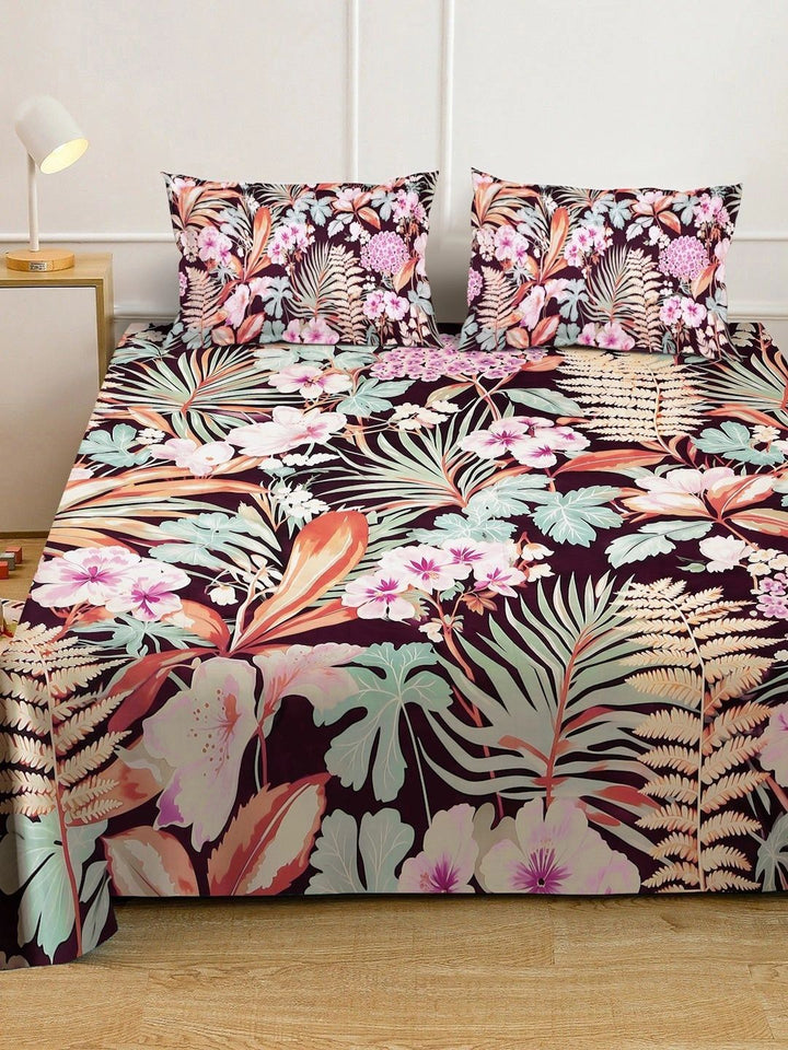 Moda Rapido X KLOTTHE Multicoloured Floral 400 TC King Bedsheet with 2 Pillow Covers