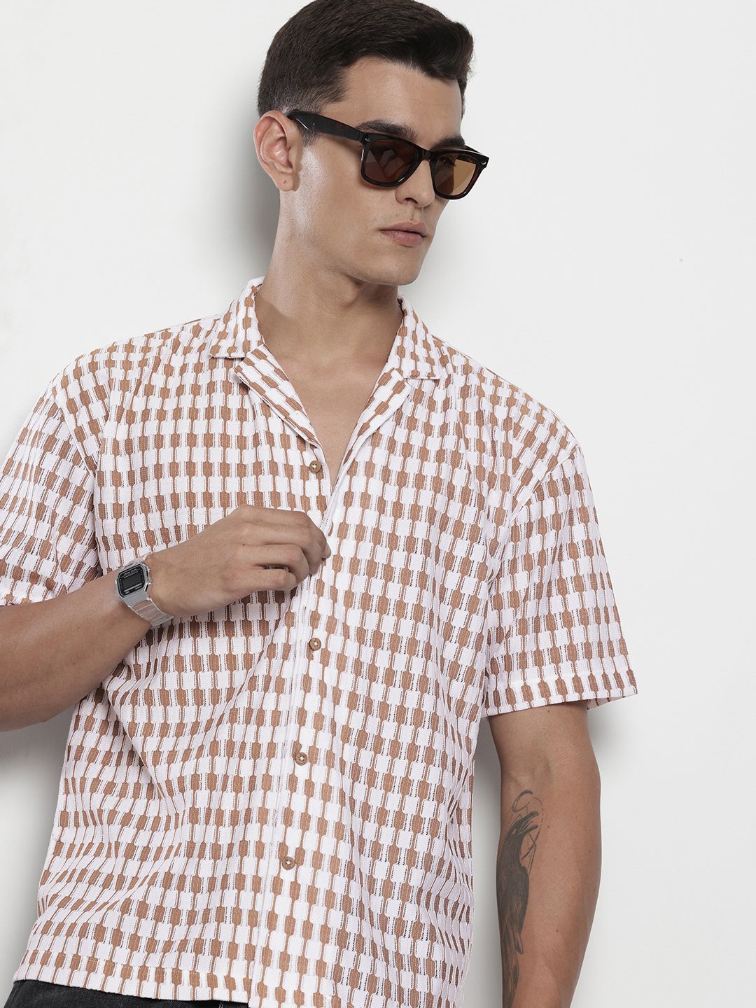 The Indian Garage Co Men Relaxed Fit Self Design Shirt