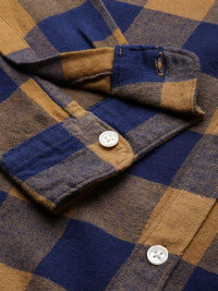 THE BEAR HOUSE Men Mustard Yellow Slim Fit Checked Flannel Pure Cotton Casual Shirt
