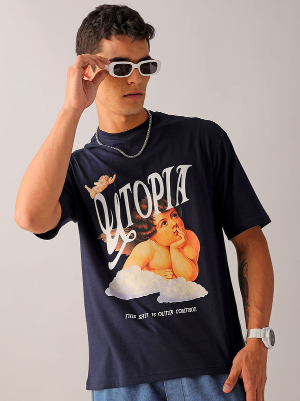 The Indian Garage Co Men Typography Printed Boxy Oversized Pure Cotton T-shirt