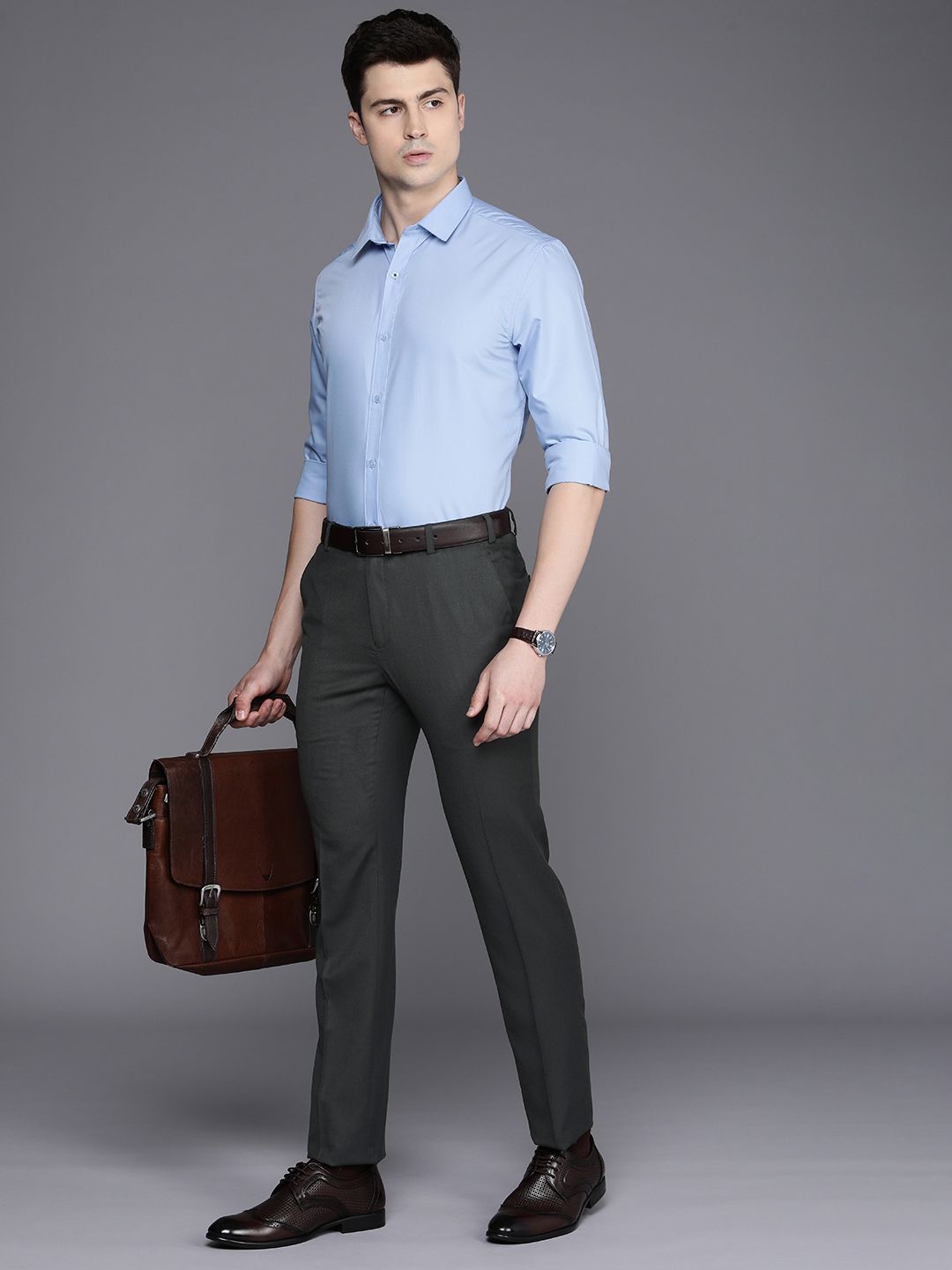 Raymond Men Textured Slim Fit Formal Trousers