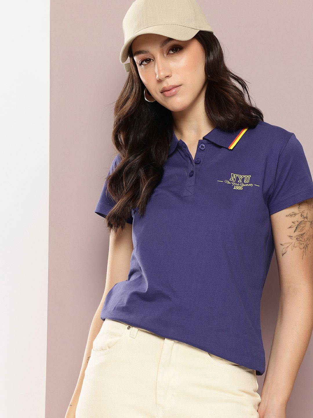 DILLINGER Women's Regular Fit Badge Embroidery Polo Tshirt