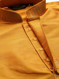 SOJANYA Men Mustard Yellow Solid Straight Kurta With Sheen Effect