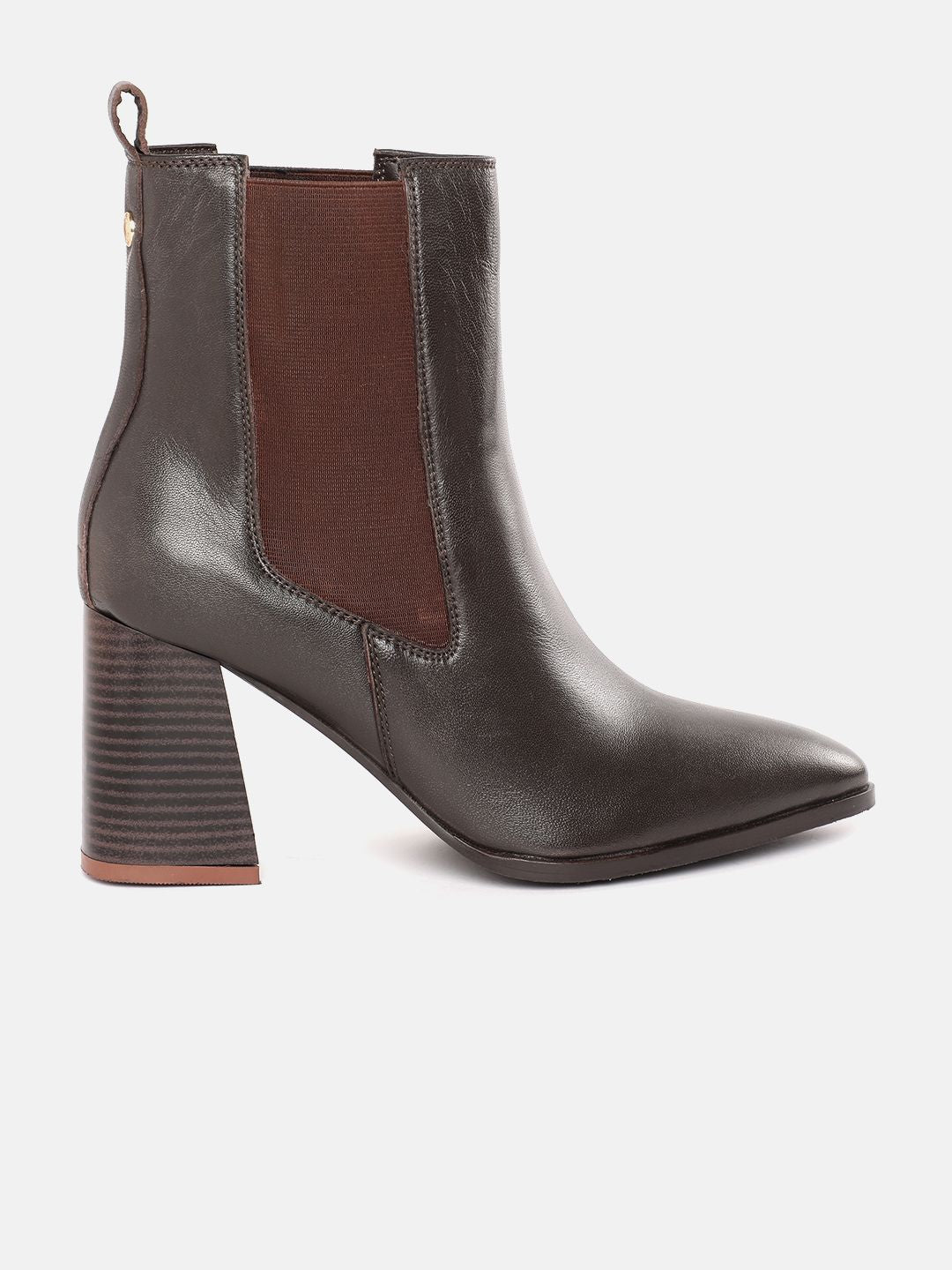 Lino Perros Women Point Toe Chelsea Boots with Block Heels