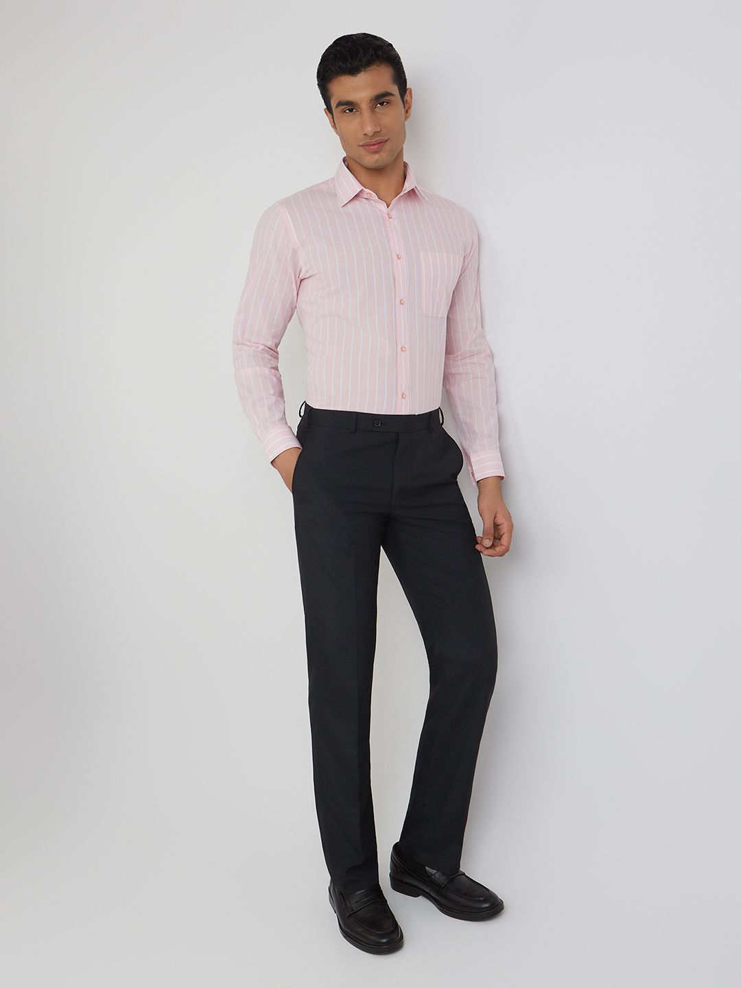 Raymond Pure Cotton Slim Fit Striped Formal Shirt