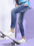 HIGHLANDER Men Blue Tapered Fit Mildly Distressed Heavy Fade Jeans