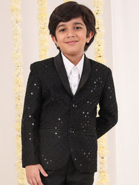 VASTRAMAY Boys Self Design Slim-Fit Single-Breasted Blazer