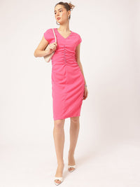 Dressberry Barbie Finds Ruched V-Neck Sheath Dress