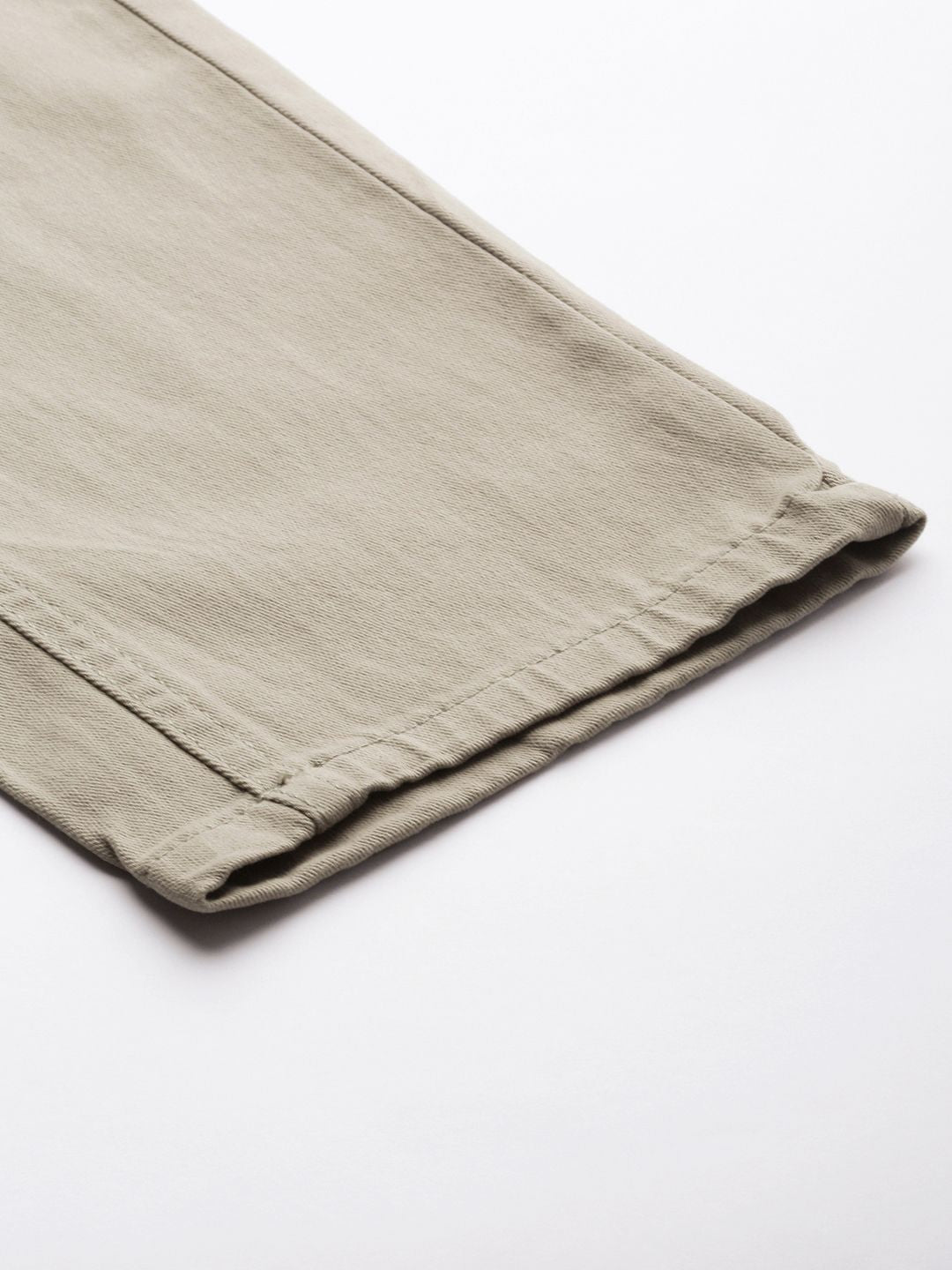 The Indian Garage Co Men Taupe Solid Chinos Trousers
