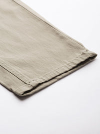 The Indian Garage Co Men Taupe Solid Chinos Trousers