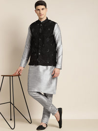 SOJANYA Mandarin Collar Regular Kurta With Pyjamas & Nehru Jacket