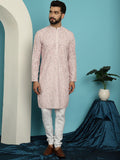 SOJANYA Motif Etnik Sulam Kurta Kapas Tulen dengan Churidar
