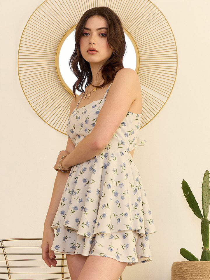 Berrylush Floral Printed Layered Playsuit
