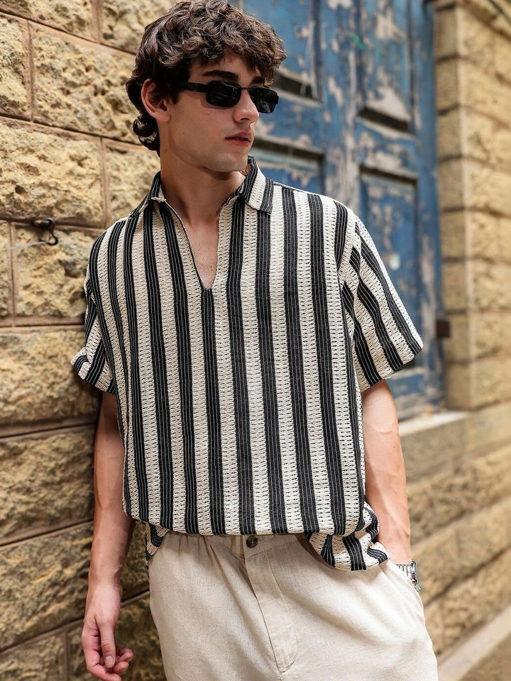 Eszett Men Classic Striped Casual Shirt