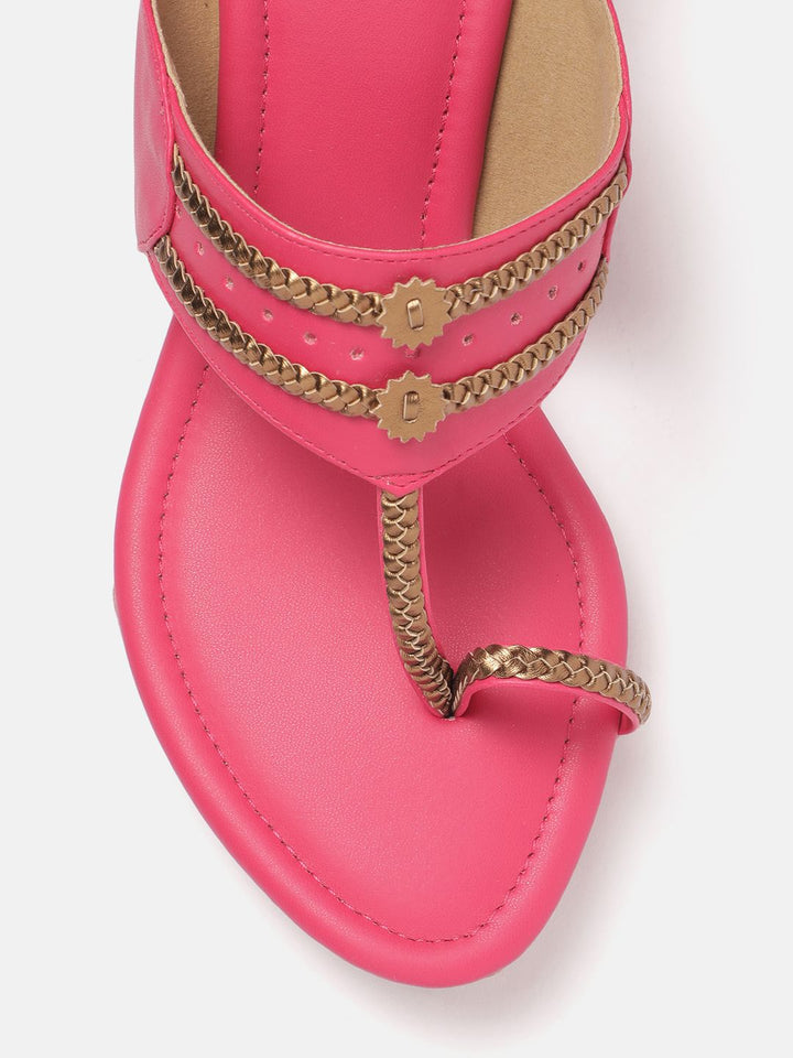 House of Pataudi Braided Floral Embroidered Wedges