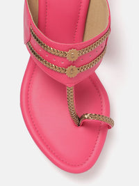 House of Pataudi Braided Floral Embroidered Wedges
