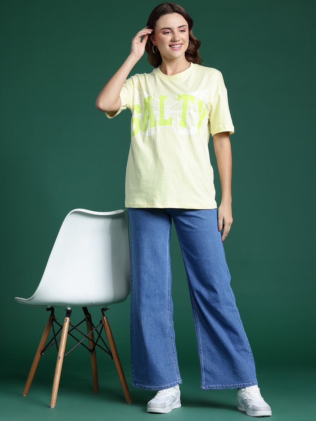 DressBerry Typography Printed Drop-Shoulder Sleeves T-shirt