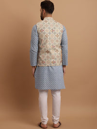 SOJANYA Men Ethnic Motifs Printed Regular Kurta With Pyjamas & Nehru Jacket