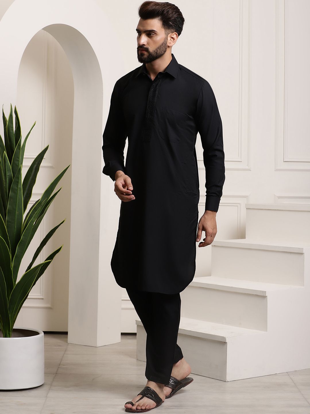 SOJANYA Kolar Baju Lengkung Labuh Pathani Kurta bersama Salwar
