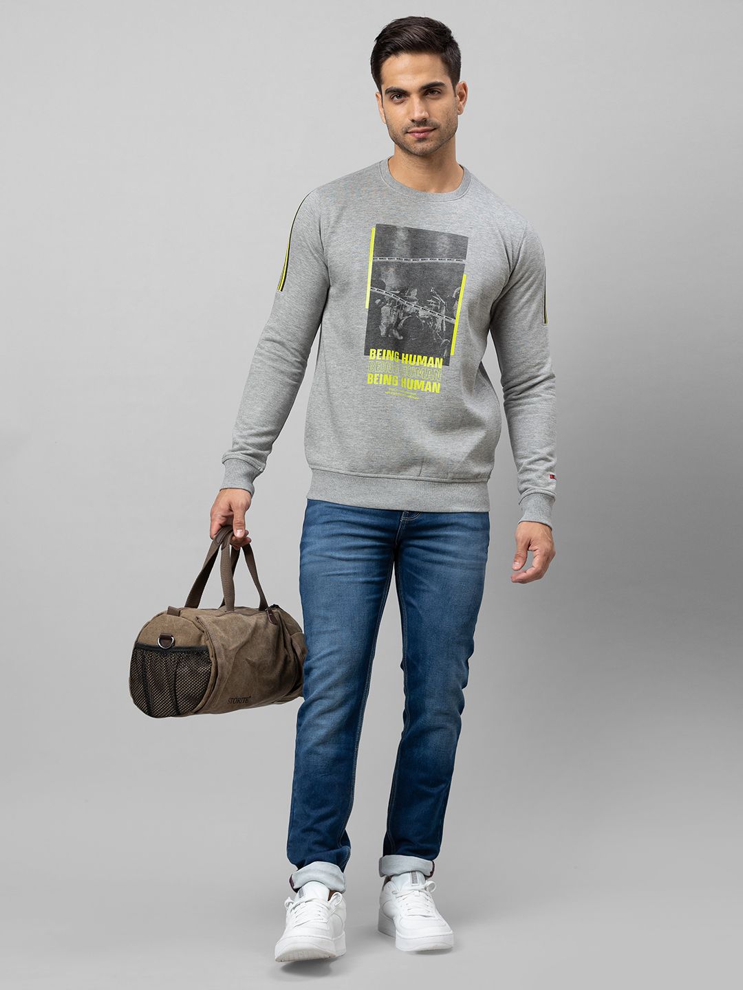 Being Human Men Grey Printed Sweatshirt
