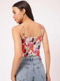 DressBerry Floral Maze Ruched & Smocked Crop Top