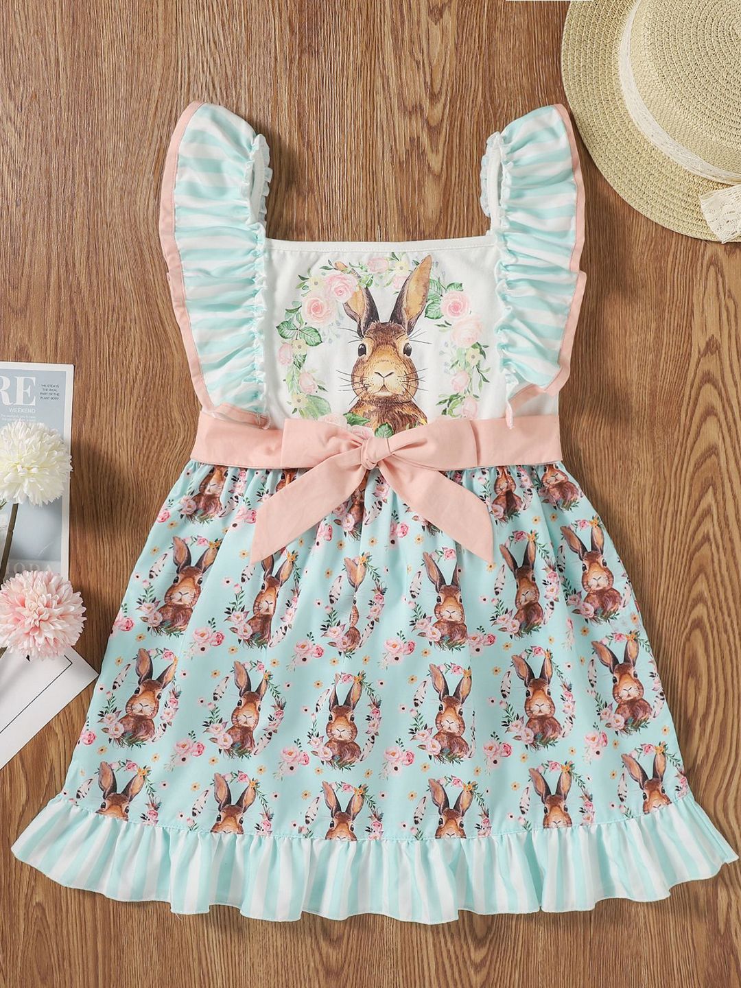 YK Girls Floral Print Fit & Flare Dress